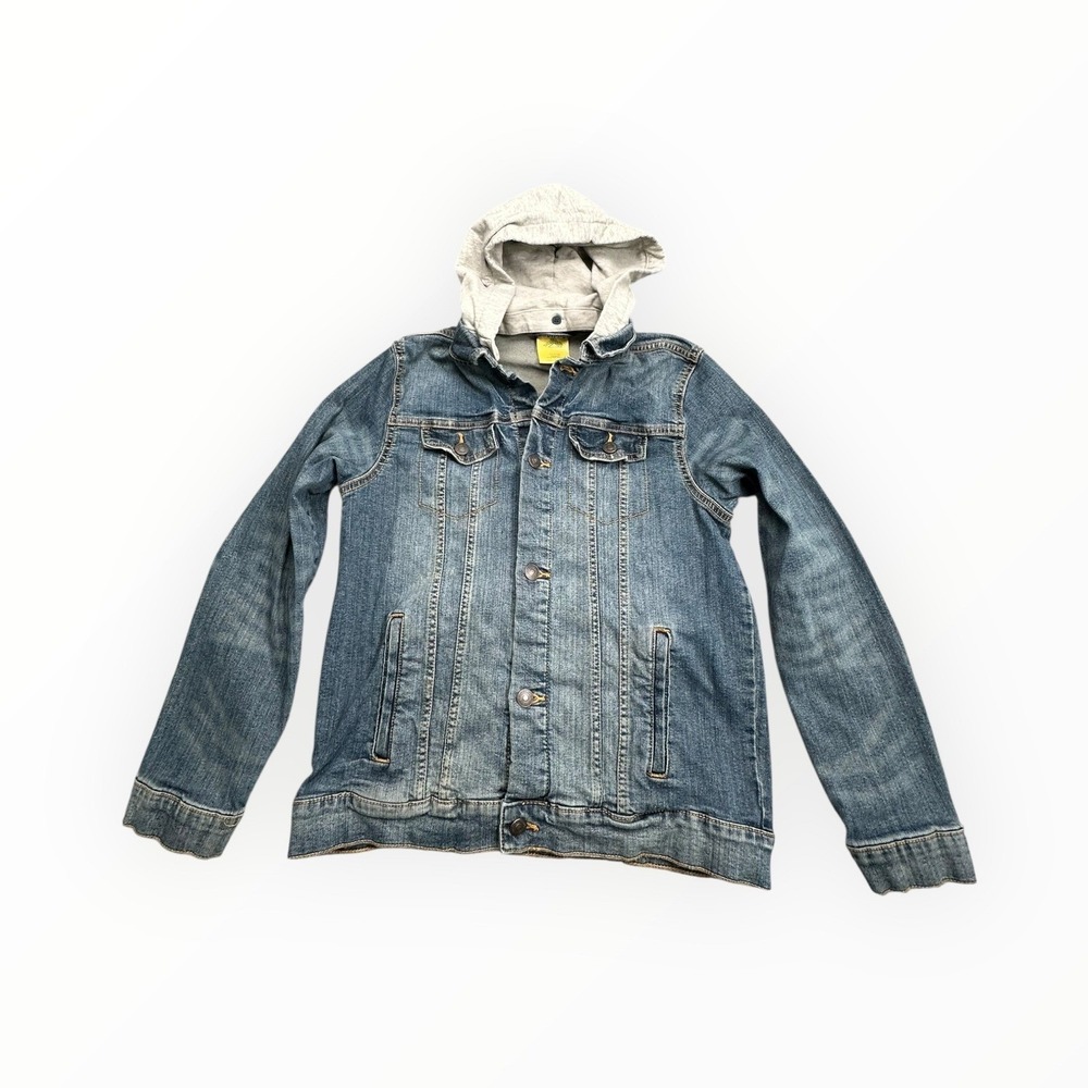 Thereabouts Denim Jacket Unisex L 14-16‎ Blue Hooded Trucker Cotton Workwear